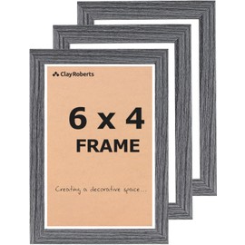Picture Frame 6 x 4, Slate, Pack of 3, Freestanding and Wall Mountable, 10 x 15 cm, 6x4 Picture Frames, Grey 6x4 Photo Frames, 4x6 Photo Collage Gallery Display