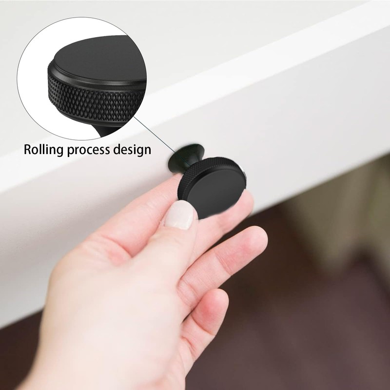 ZQSFPK 4 Pack Black Cabinet Knobs Handles, Classic Round Black