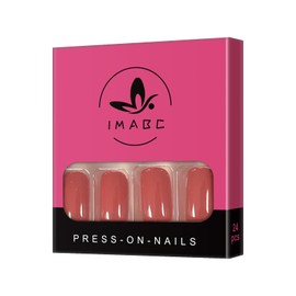 Glossy Press On Nails Classical Red False Nails Medium Length Squoval Women Girls Nail Art Tips Salon DIY Manicure Reusable Acrylic Fake Fingernails Nails for Daily Office Home