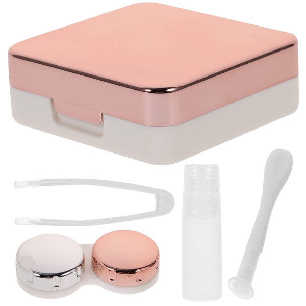 ROSENICE Contact Lens Case, Mini Travel Simple, Contact Lens Box (Light Pink), light pink