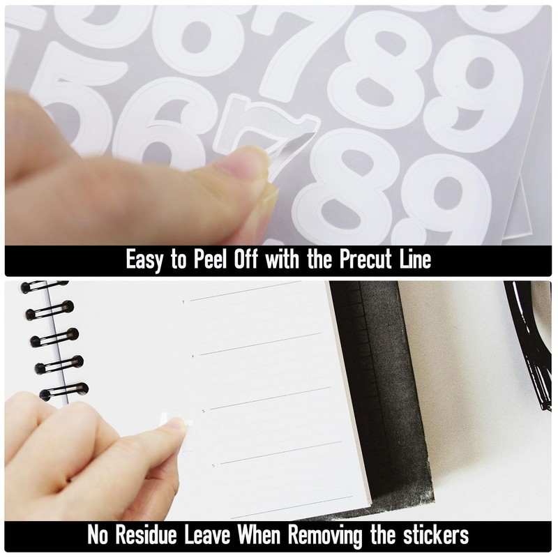 5 Sheets 1 Inch White Number Stickers for Marking, Classifying,