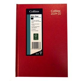 Collins 38M A5 Week to View 2019-2020 Desk Diary - Red