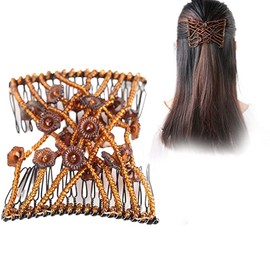 Elástico Peinetas, Peine de Pelo de Abalorios Clip de Pelo Elástico Mágico Peineta de Pelo Clip Doble Peine de Las Mujeres, Doble Disco para las Mujeres Accesorios para el Cabello(6#)