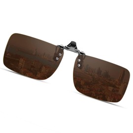 Clip-on Sunglasses, Over Glasses, Polarized Sunglasses, Clip, Polarized, Flip-Up, Front Hanging, Polarized Lenses, Braun