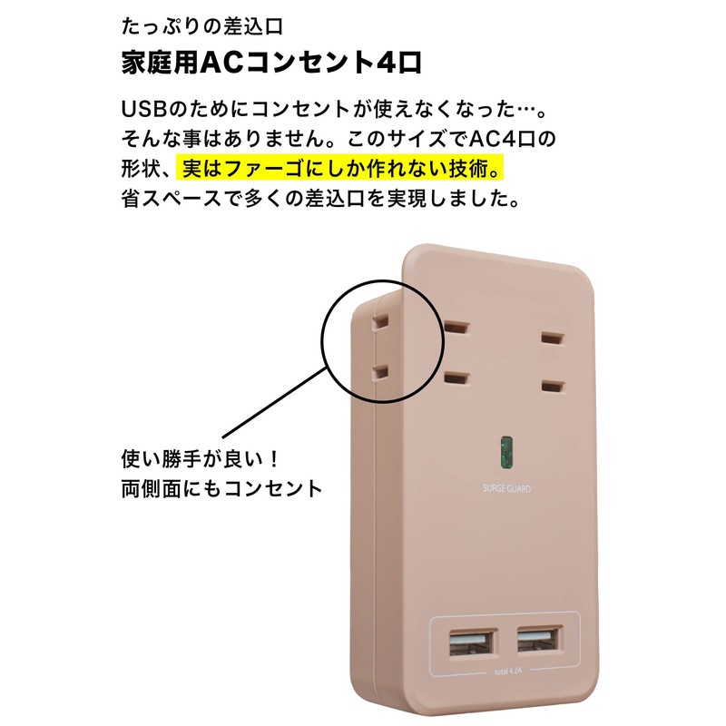 Fargo SATI COLOR CT221BE Wall Mounted Power Strip with Smartphone