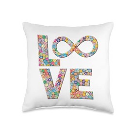 SunFrot Infinity Limitless Infinite Love Flowers Throw Pillow, 16x16, Multicolor