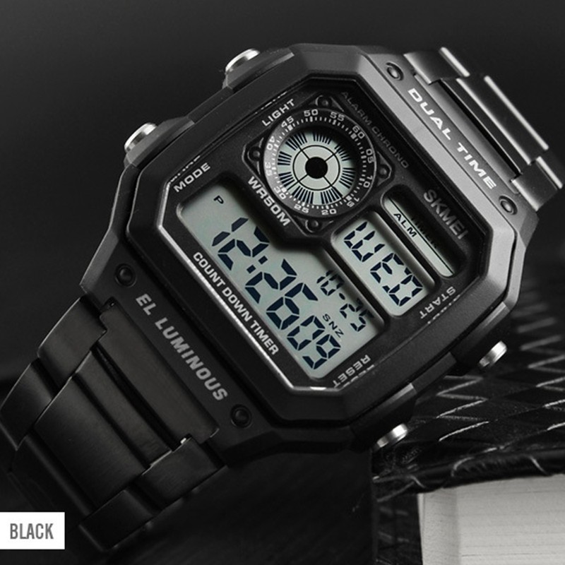 Men Digital Watch Stopwatch Countdown Alarm Luminous Watch