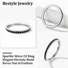 Bestyle Sterling Silver Black Onyx Ring Sparkle Faux Diamond Ring
