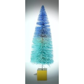 H for Happy Ombre Bottlebrush Tree Christmas Decor Holiday Retro Vintage Style Blue Green