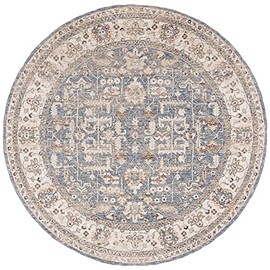SAFAVIEH Heirloom Collection Area Rug - 6'7" Round, Light Blue & Ivory, Non-Shedding & Easy Care, Ideal for High Traffic Areas in Living Room, Bedroom (HRL704M)