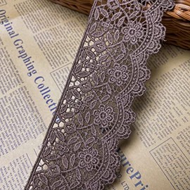 6CM Width Europe Flower Pattern Inelastic Embroidery Trims,Curtain Tablecloth Slipcover Bridal DIY Clothing/Accessories.(4 Yards in one Package) (Coffee)