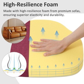 Shinnwa Dining Chair Cushions Set of 4, High-Resilience Foam Windsor Seat Pads, Kitchen Chair Cushions with Ties & Textured Cover, 4 Pack, 16.5 x 15.5 x 2, Dark Red