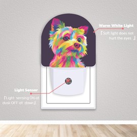 Axxitude Colorful Cute Dog Night Lights Plug into Wall for Girls Boys Room,Night Light LED Lamp Dusk to Dawn Sensor Round Lamp for Bedroom Bathroom Hallway Home Wall Decor