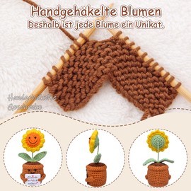 Mwmoeen Pocket Hug Positive Flower, Positive Creative Knitting Wool Sunflower, Positive Potato German Pocket Hug Lucky Charm for Friends, Colleagues and Family