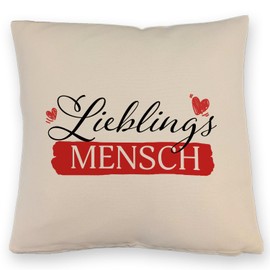 speecheese Lieblingsmensch Cushion with Linen Look – For Special People in Your Life Favourite Person Love Decorative Cushion with Linen Look Lovingly