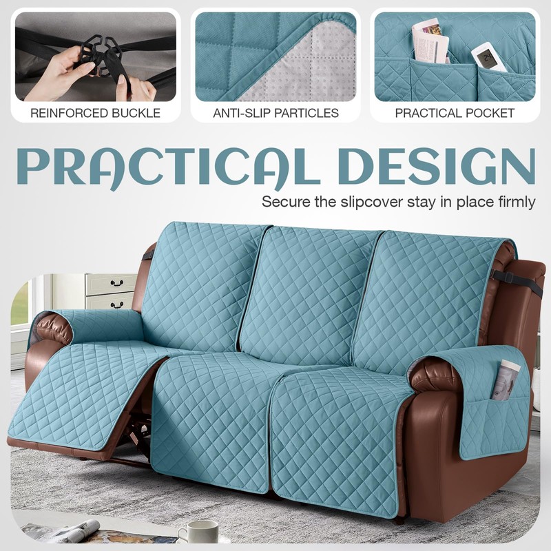 KinCam Waterproof Recliner Sofa Cover, Non-Slip Reclining Couch Covers for