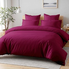 Cozyor Bed Linen 200 x 200 cm Suitable for Allergy Sufferers, Soft with Robust Zip, Microfibre, 1 x Duvet Cover + 2 x Pillowcases 40 x 80 cm, 3-Piece, Bordeaux Berry
