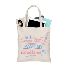 BDPWSS Cross Stitch Past My Bedtime Tote Bag - Craft Lover Gift - Cross Stitch TGCA