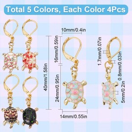 SUNNYCLUE 20 Pcs 5 Types Turtle Charm Lobster Claw Stitch Marker Charm Sea Turtle Stitching Marker Leverback Piercing Parts Earrings Turtle Pattern Necklace Marine Knitting Piercing Alloy Charm