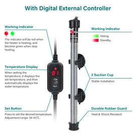 hygger Submersible Aquarium Heater, 100W 150W 200W 300W Adjustable Fish Tahk Heater with Temperature Controller, LED Display, Small Aquarium Betta Heater for up to 20/26/40/48 Gallons