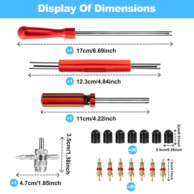 Tunejoy Tyre Valve Core Tool Set Tyre Valve Remover with
