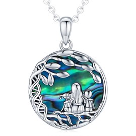 Tree of Life Necklace for Women 925 Sterling Sliver Mother and Child Pendant Necklace, Family Tree of Life Pendant, Mothers Day Gifts Jewellery Gifts for Mum Wife Daughter Sister (C-Mother and Child)