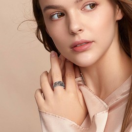 HUKKUN Sunflower Spoon Ring Sterling Silver Sunflower Adjustable Thumb Ring for Women Sunflower Jewelry Gift for Women, Metal, No Gemstone