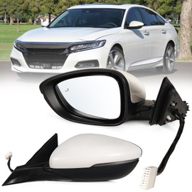 Lqito Left Driver side Mirror Fits 2018-2022 Honda Accord With Power Glass, Heated, Blind Spot Detection,Turn Signal and Manual Folding Match to Platinum White Pearl Replace HO1320330 8Pins