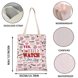 TV Show Inspired Canvas Tote Bag Lucy Fans Gifts Lucy Merchandise Shoulder Bag (STILL WATCH tote CA)