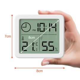 Gvolatee Hygrometer Indoor Mini Digital Thermometer Indoor Humidity Meter Hydrometer Moisture Digital with High Accuracy, Thermal Hygrometer for Living Room, Baby Room, Office (White)