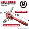 CROM 1/4-inch Drive Mini Ratchet - 72-Tooth Dual Drive Hex