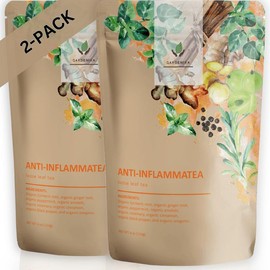 Gardenika Anti-Inflammatea Loose Leaf Tea with Ginger, Turmeric, Peppermint, Black Pepper - Natural, Organic, Herbal, Caffeine-Free - 2 Pack Beverage ingredient natural blend
