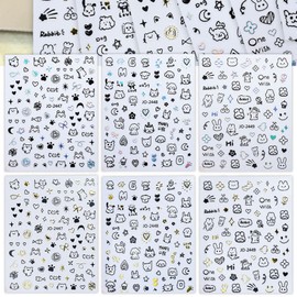 salimm cute animal character nail nail sticker set of 6, 6 pieces, mixed / salimm 귀여운 동물 캐릭터 손톱 네일 스티커 6종세트, 6개, 혼합