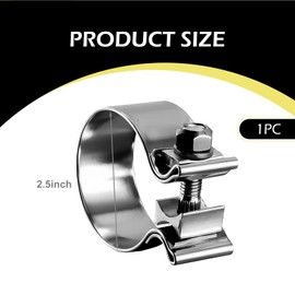 Anyhut 1 PCS 2.5 Inch Exhaust Clamp, Steel Narrow Band Muffler Clamp, Universal Pipe Repair Exhaust Clip for Muffler Downpipe Manifold Catalytic Converters (Silver)