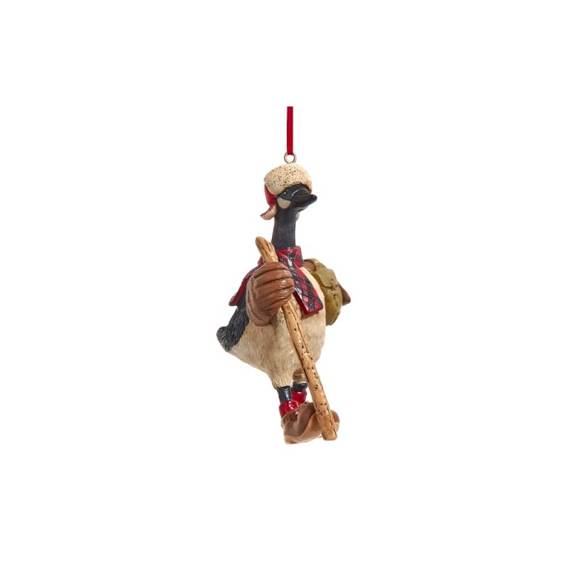 Kurt Adler 4-Inch Resin Goose with Walking Stick Ornament, Festive