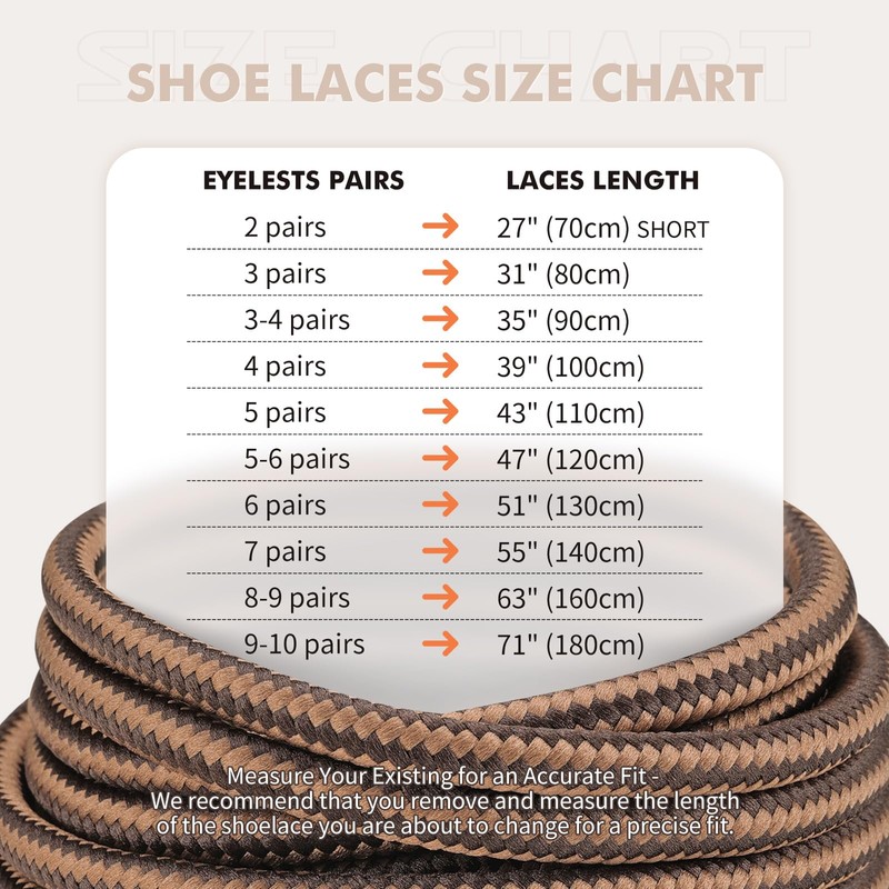 Stepace Round Shoelaces [2 Pairs] Heavy Duty Boot Shoe Laces