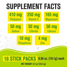 NaturalSlim Hydration & Energy Drink Mix with Prebiotics, Gut Health Support, Electrolytes Powder Packets, Sugar-Free Electrolytes, 16 Stick Packs, Lemon Lime Flavored