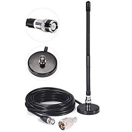 CORONIR CB Antenna 27MHz CB Radio Antenna Soft Whip Magnetic Base 16ft Antenna BNC & PL259 Male Compatible with Cobra Midland Uniden Maxon President Portable Handheld CB Radio Car Mobile Radio Scanner