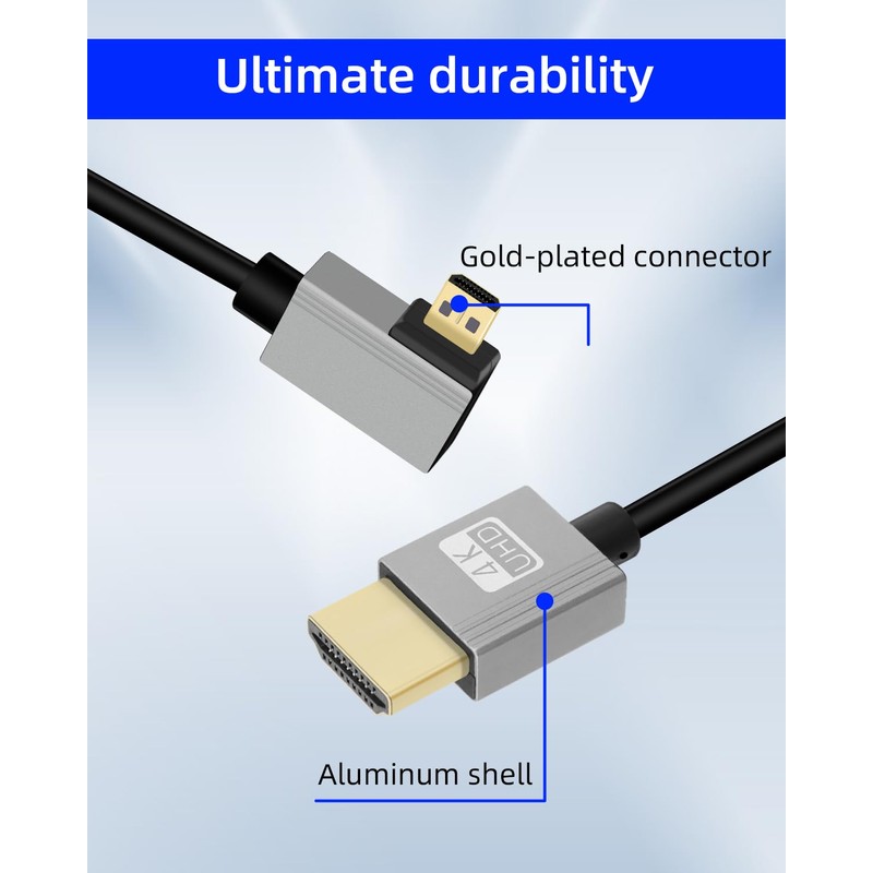 YANBORONSN 4K Micro HDMI to HDMI Spiral Cable 2.2 ft,