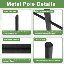 MISPACIO Bird Feeder Pole, 80" Tall Heave Duty Pole with Shepherd Hook 5 Prongs Base for Outdoor Hummingbird Feeders (No Bird Feeder or Baffle)