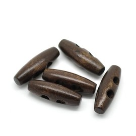 The Bead and Button Box - Pack of 6 Dark Wooden Toggle Buttons,30mm (3cm) for Sewing, Scrapbooking, Embelishments, Crafts, Jewellery making, shabby chic, Knitting,