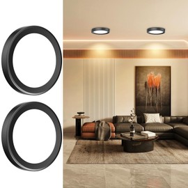 HORKEY - Lámparas para Recámara 15cm 3000K 12W Paquete de 2, Lámpara de Techo LED para Baño, Redonda Plafon Modernas para Cocina/Pasillo/Armario/Baño/Sala (Luz Cálida-Negro-Paquete de 2)