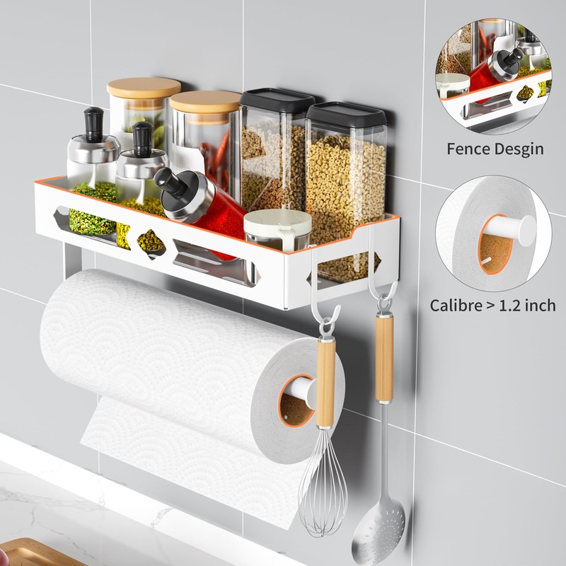 MAYZOLOP Paper Towel Holder with Shelf, One Hand Tear, Paper