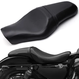 Motorcycle Seats - Front Driver Rear Passenger Two Up Leather Seat Cushion Compatible With Harley Sportster 883 1200 2005-2019 Iron 883 2009-2021 Forty Eight And More (Black)