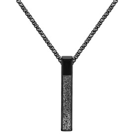 Tobestu Black Plated Titanium Steel Square Pillar Quran Verse Pendant Necklace for Men Women - Muslim Scripture Islam Jewelry YA4977