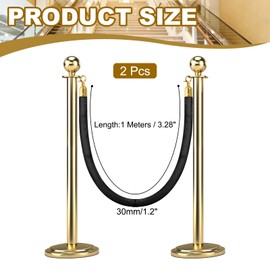 sourcing map Velvet Stanchion Rope 3.28 Ft/1 M, Barrier Rope Velvet Carpet Ropes with Snap Hooks for Posts Stands Queue Divider Crowd Control, Black Golden Pack of 2