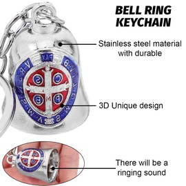 KUMSODE Pack of 2 Guardian Bell Motorcycle Bells, Stainless Steel Motorcycle Bell Lucky Charm, Motorcycle Bell Hanger, Chrome for Motorcycle Accessories or Key Chain