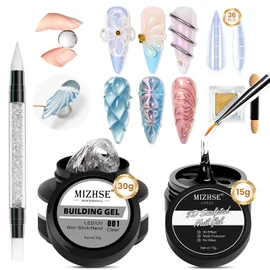 MIZHSE 30g Clear Solid Builder Gel and 15g 3D Nail sculpting gel , Clear Non-Sticky 3d Nail Gel Nail Builder Gel for UV LED Decoration and Nail Extension Carving Molding for Home DIY Manicure
