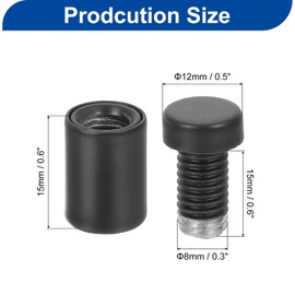 sourcing map 24 Pcs Standoff Screws, 1/2" x 0.8" Stainless Steel Advertising Screws Wall Standoff Mounts Hardware for Acrylic Picture Frame Glass Signs Hanging, Black