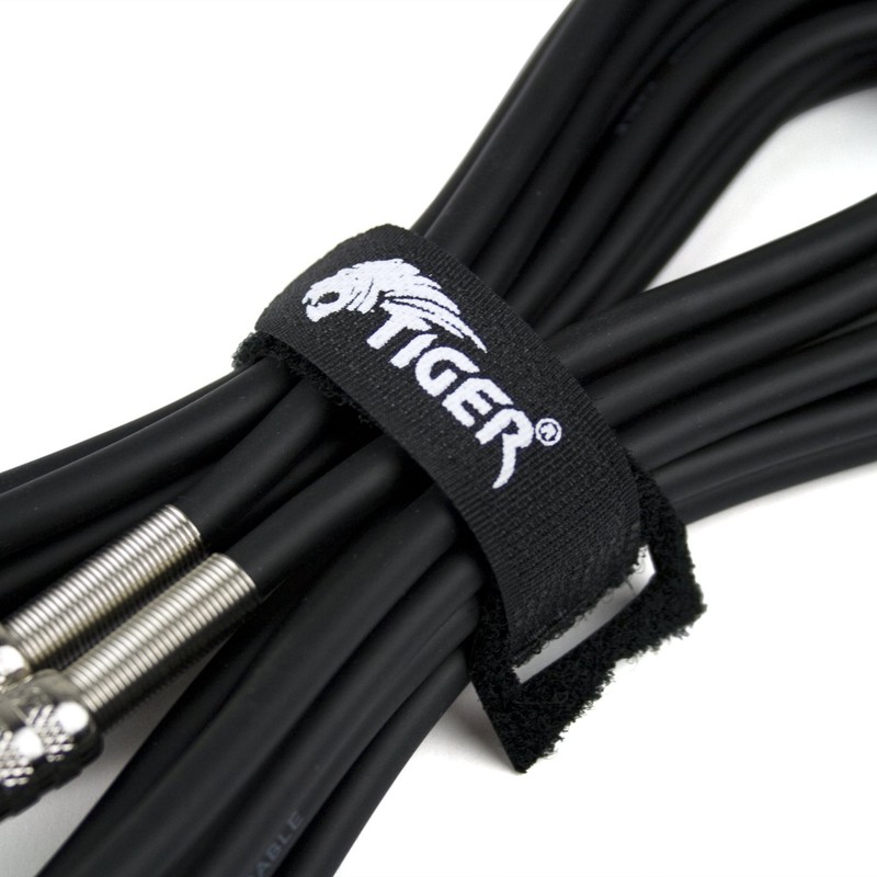 Tiger Reusable Hook and Loop Cable Ties - Black (Pack